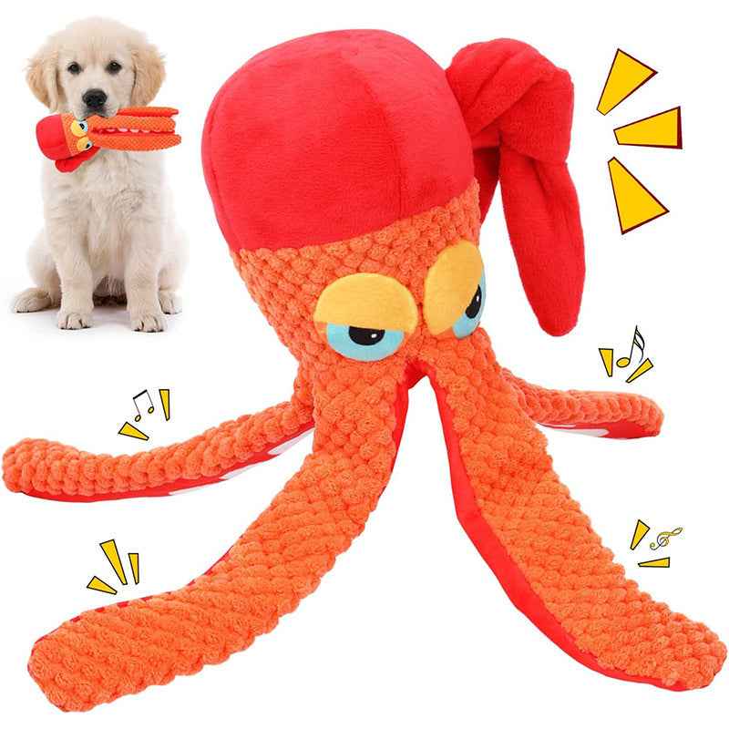 Poulpe Peluche Grinçant pour Chien : Jouet Doux et Ludique